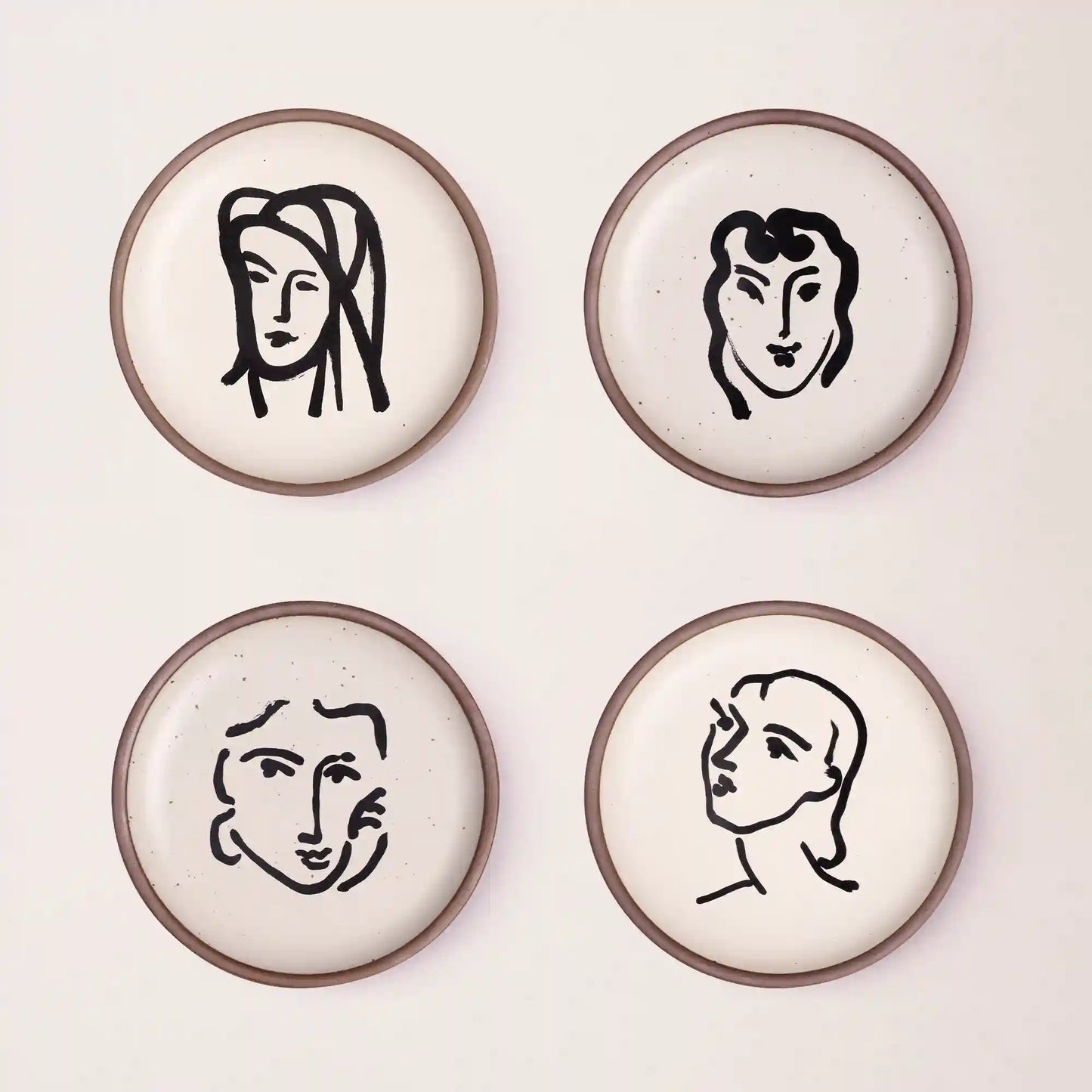 Side Plate Set, Aquatint Portraits