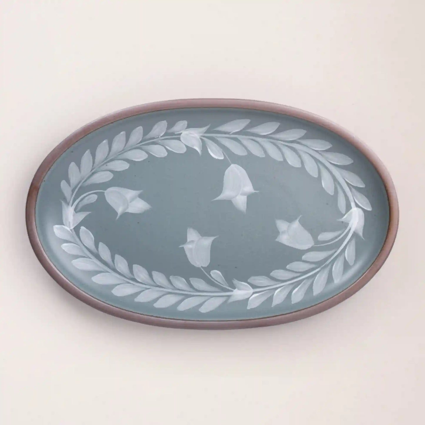 Hand Painted Large Oval Platter, Tulip Crown
