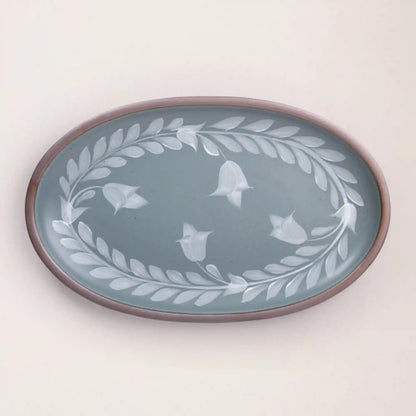 Hand Painted Large Oval Platter, Tulip Crown