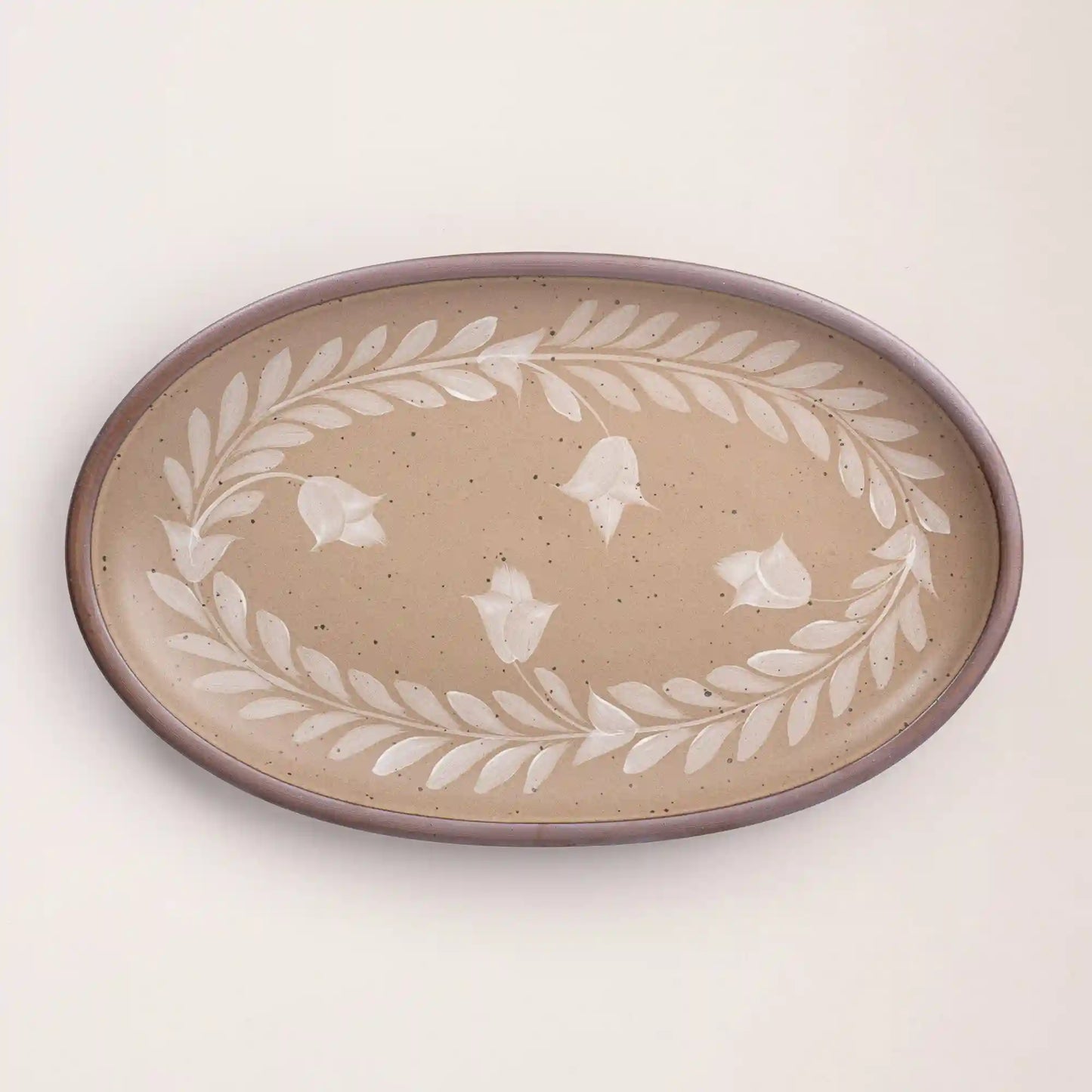 Hand Painted Large Oval Platter, Tulip Crown