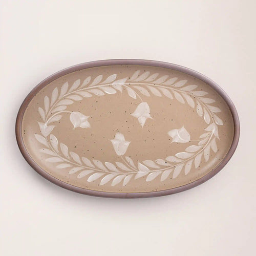 Hand Painted Large Oval Platter, Tulip Crown
