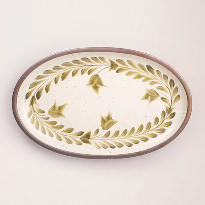 Hand Painted Large Oval Platter, Tulip Crown