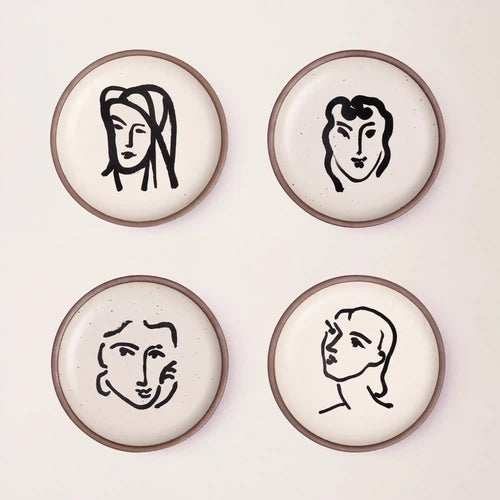 Side Plate Set, Aquatint Portraits